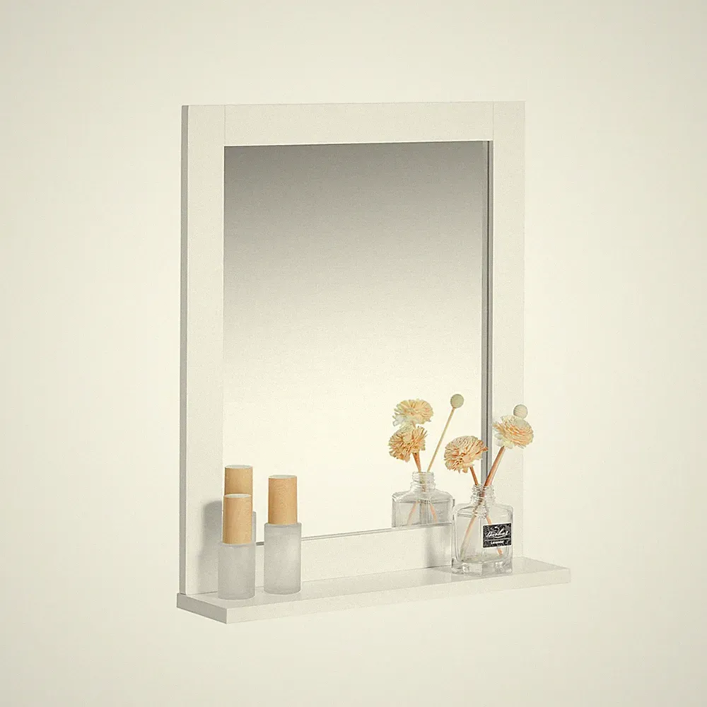 Bad Hängeschrank Spiegel Wandregal Weiß Badezimmer Ablage MDF 40x49x10cm