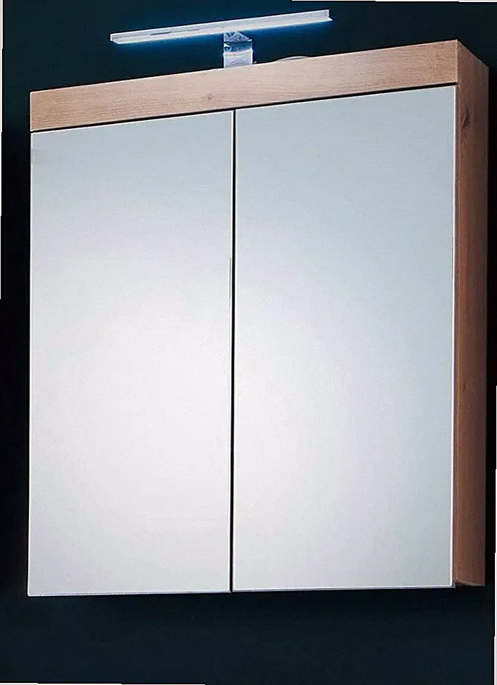 Bad Spiegelschrank Amanda 60 cm in Asteiche Nachbildung mit LED Beleuchtung