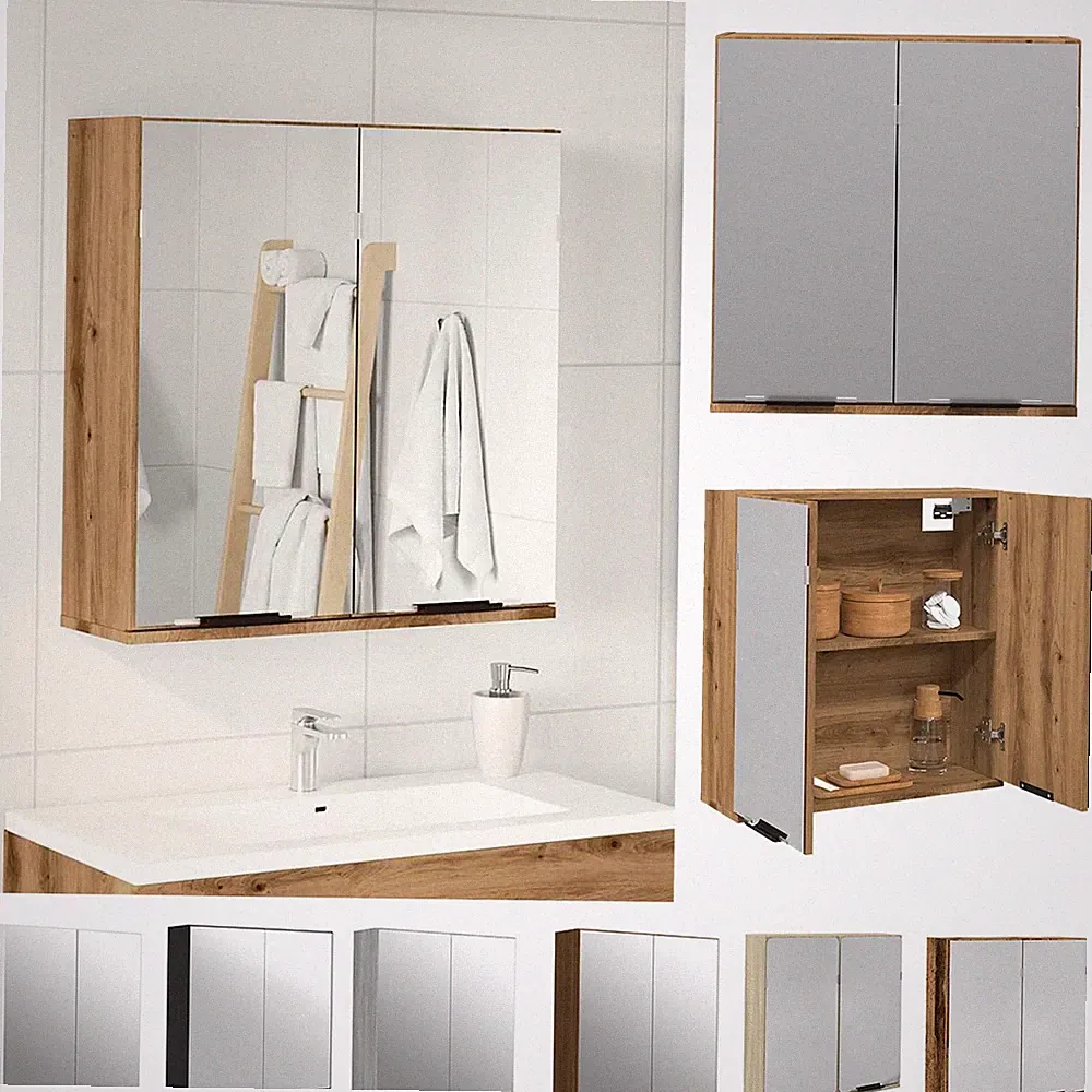 Bad Spiegelschrank Badschrank Badspiegel Wandschrank Hängeschrank 64x20x67 cm