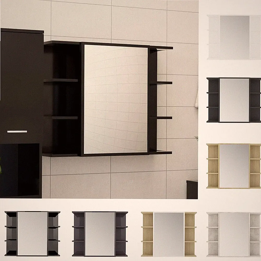 Bad Spiegelschrank Badschrank Hängeschrank mit Spiegel Wandschrank 80x20,5x64cm