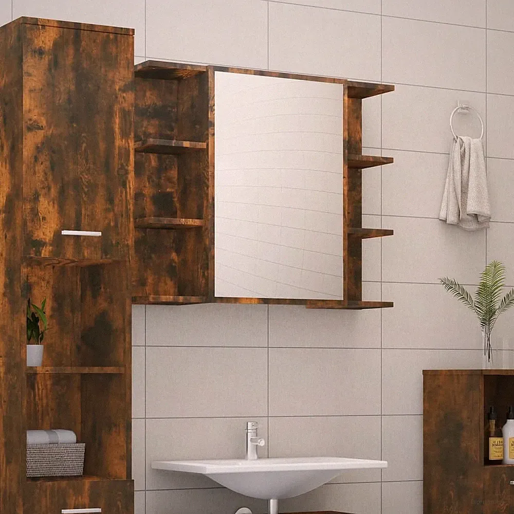 Bad Spiegelschrank Badspiegel Wandschrank Badschrank Holzwerkstoff vidaXL