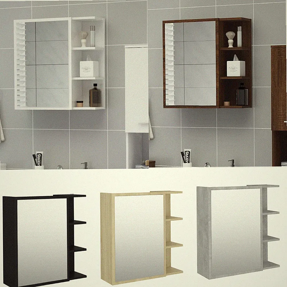 Bad-Spiegelschrank Badspiegel Wandspiegel Spiegel Sonoma-Eiche Holzwerkstoff