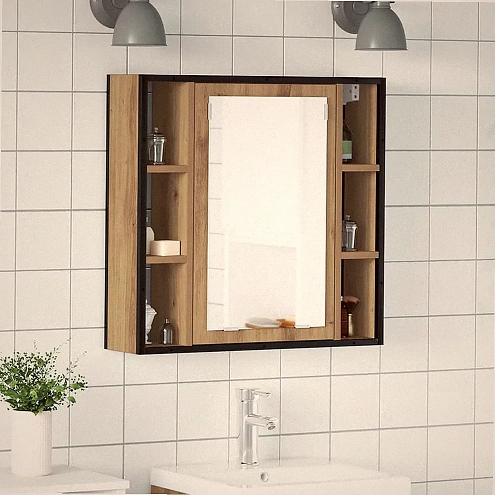 Bad-Spiegelschrank Hängeschrank Wandschrank für Badezimmer Badspiegel Spiegel