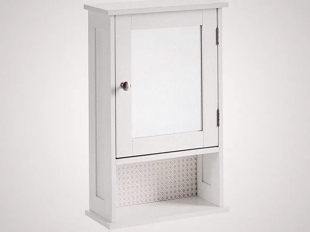 Bad-Spiegelschrank mit offenem Regal Ablage weiß 34x53 cm 1 türig Skandi Hulia