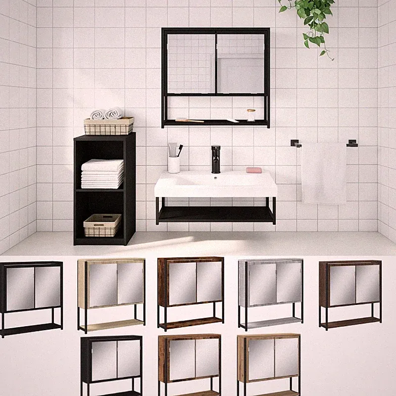 Bad Spiegelschrank mit Regal Wandschrank Badschrank Badezimmerschrank 60x16x60cm