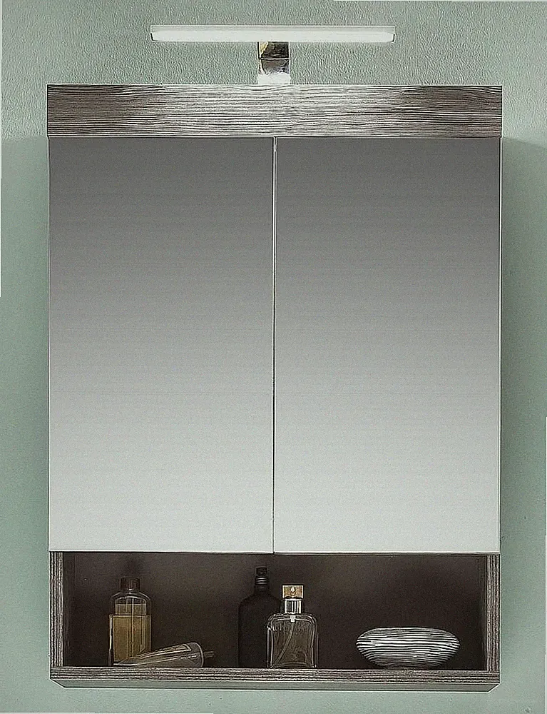 Bad Spiegelschrank Runner in Rauchsilber farbig mit Regalfach