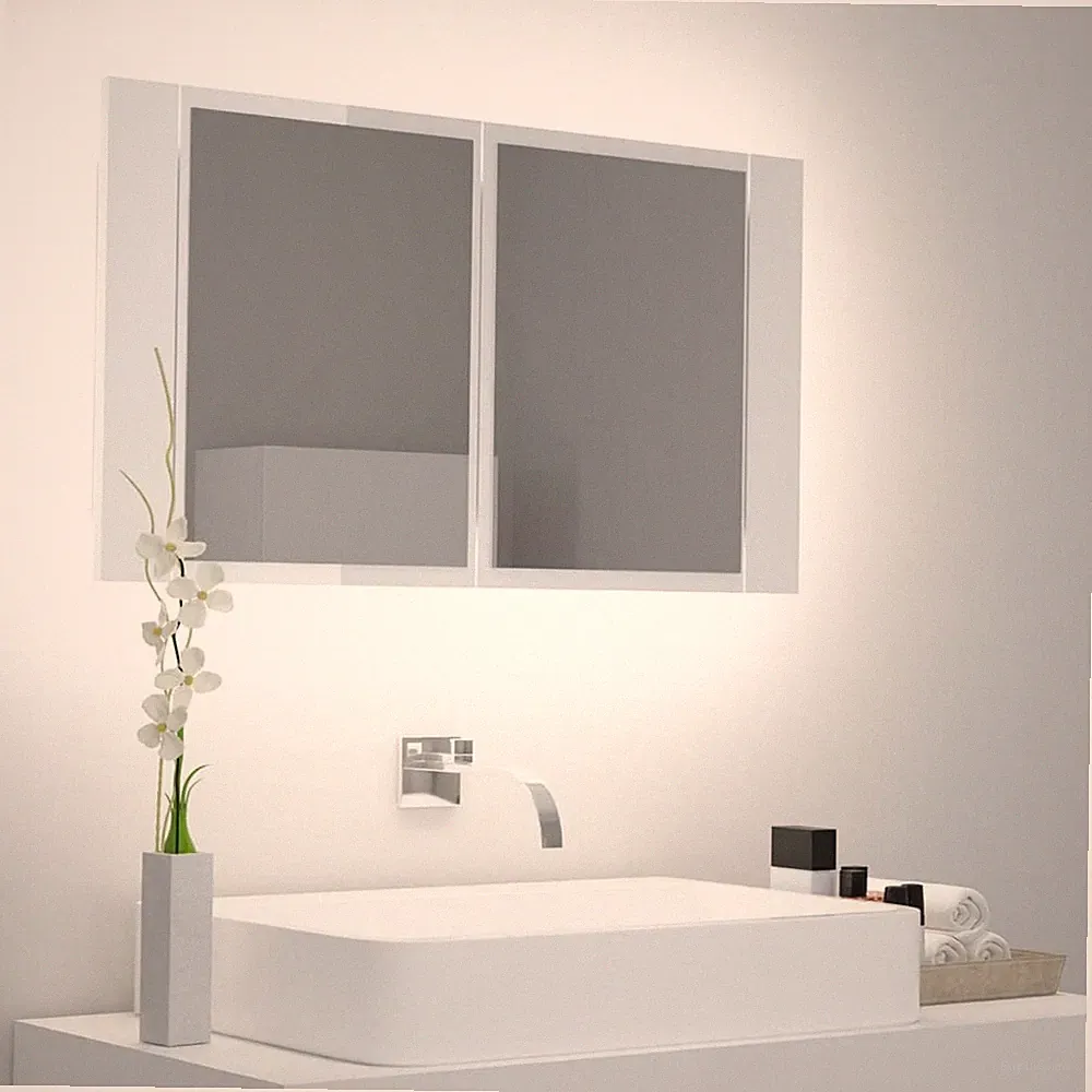 Bad-Spiegelschrank Spiegelschrank Badezimmerspiegel 80x12x45 cm Acryl mit LED