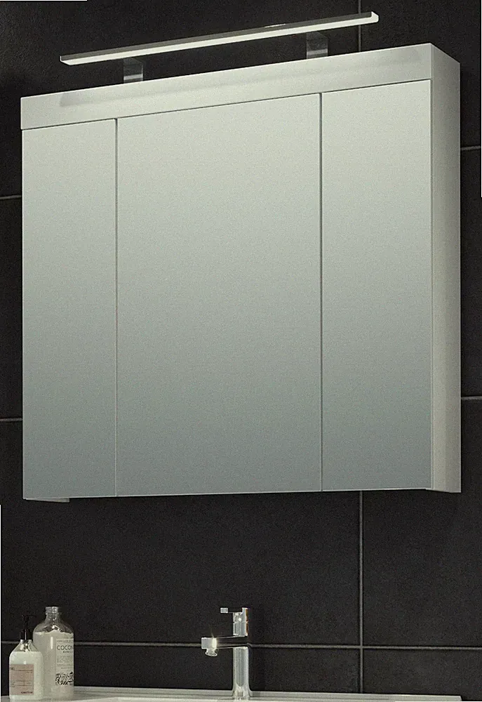 Bad Spiegelschrank weiß Badspiegel Badezimmer Spiegel Schrank 3x Tür 80 cm Devon