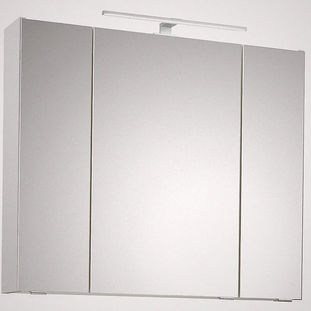 Badezimmer Bad Spiegelschrank Weiß Glanz 80 cm breit