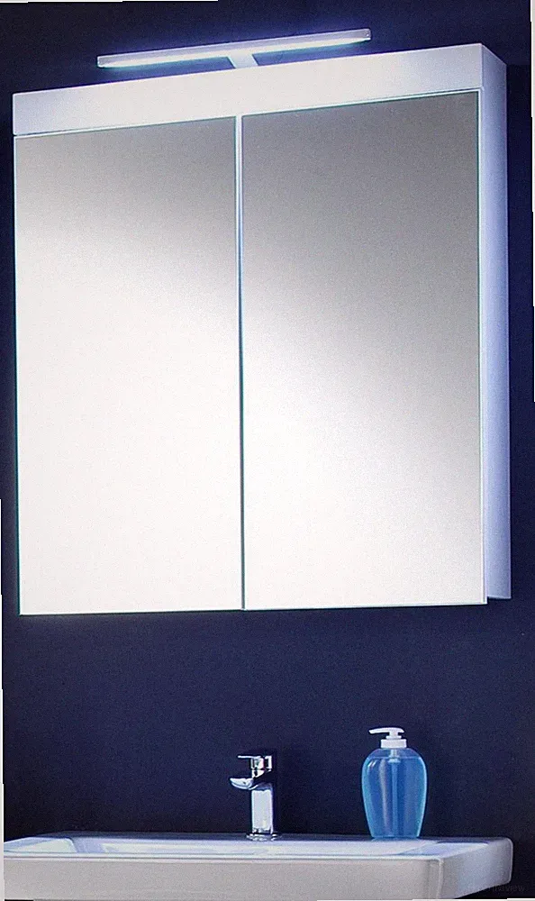 Badezimmer Bad Spiegelschrank weiß Hochglanz Badschrank 2-türig 60 x 77cm Amanda