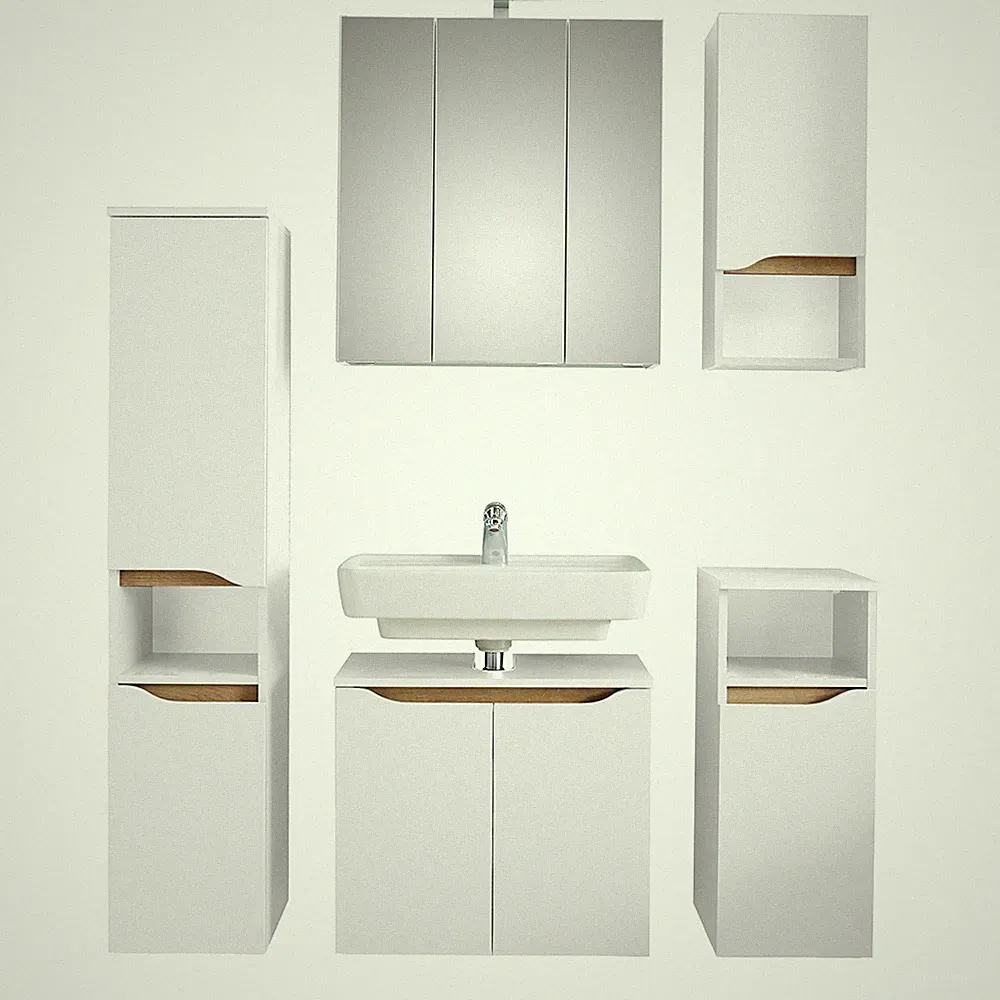 Badezimmer Badmöbel Bad Komplett Set Midischrank Spiegelschrank Hängeschrank