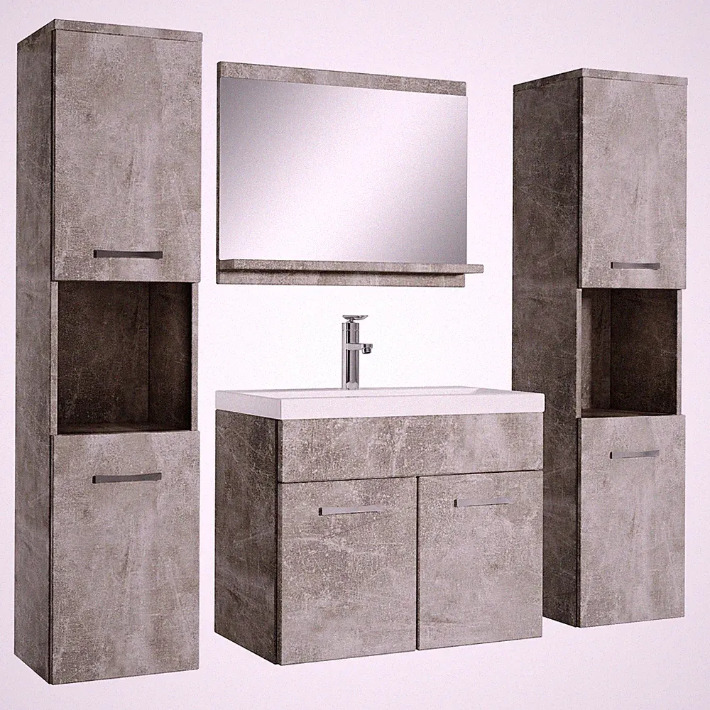 Badezimmer Badmöbel Montreal XL 60 cm Waschbecken Beton - Unterschrank Waschtisc