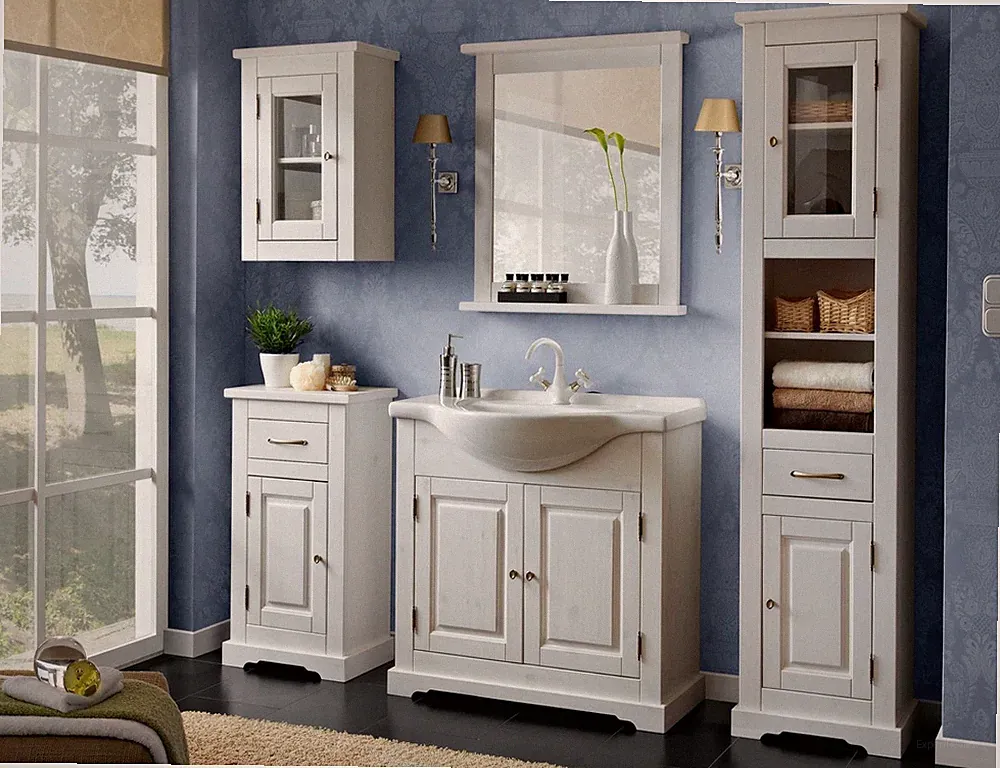 Badezimmer Badmöbel Set Badmöbelset Waschbecken 5tlg. Zimmer Design Badmöbelsets