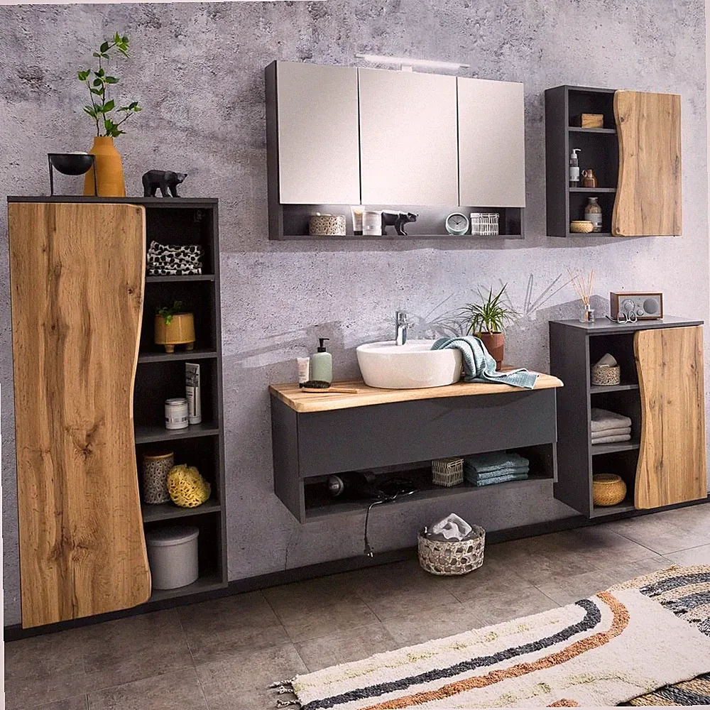 Badezimmer Badmöbel Set Hängeschrank Spiegelschrank Unterschrank Waschbecken