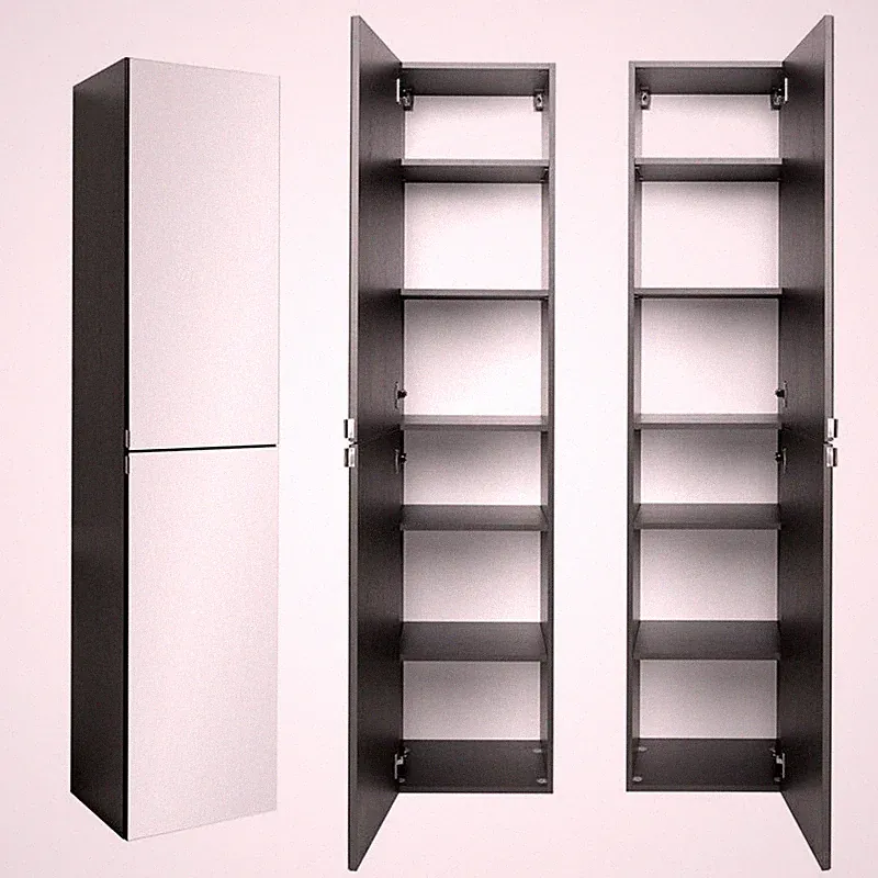 Badezimmer Hochschrank in grau mit Spiegel Seitenschrank Badmöbel Hängeschrank