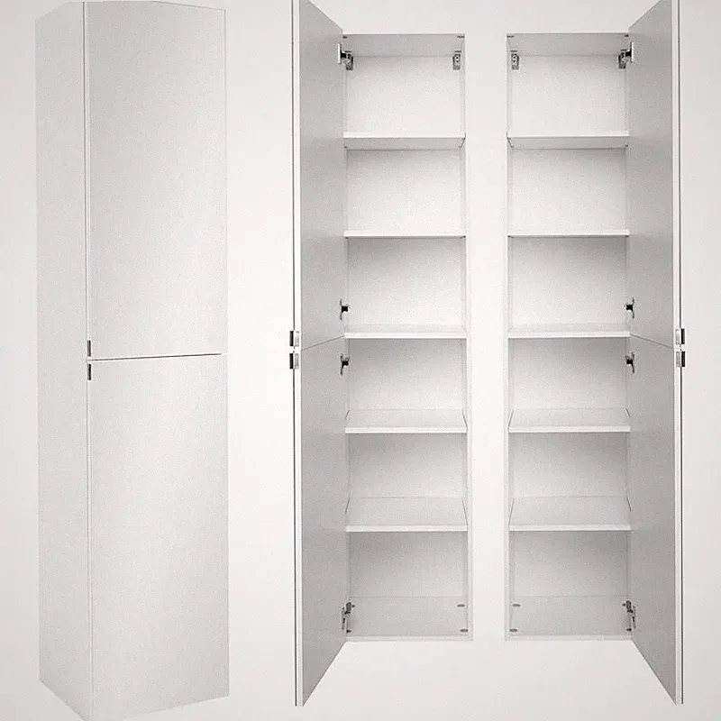 Badezimmer Hochschrank in weiß mit Spiegel Seitenschrank Badmöbel Hängeschrank