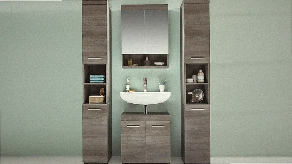 Gelber Spiegelschrank Bad