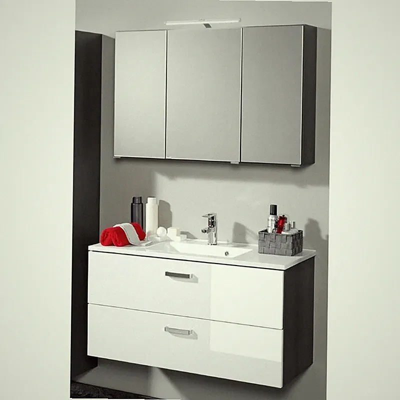 Badezimmer Set 60-100cm Waschtisch mit Unterschrank Waschbecken Spiegelschrank