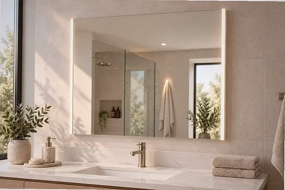 Badezimmer- Spiegel LED Badspiegel inkl. Beleuchtung 70x75cm NEU & OVP Peli -529