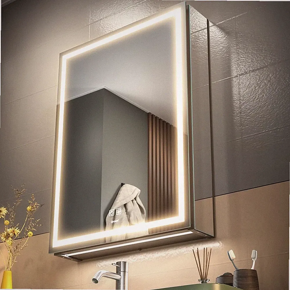 Badezimmer Spiegel Schrank LED Beleuchtet Defog Dimmen Speicher USB 50 x 70 cm