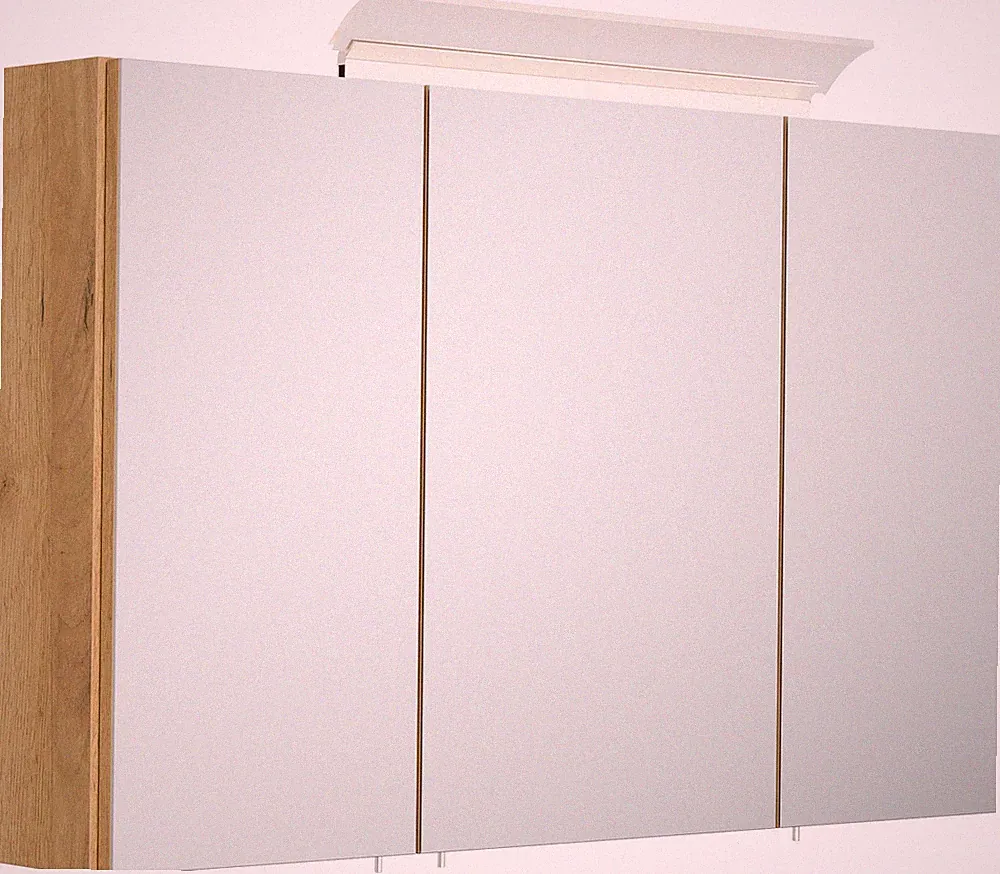 Badezimmer Spiegelschrank 3-türig LED-Acrylglaslampe Eiche Gold Badschrank