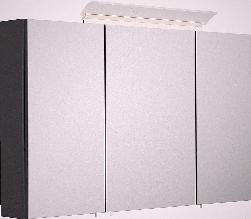 Badezimmer Spiegelschrank 3-türig LED-Acryllampe 120cm Grafit Bad-Spiegelschrank