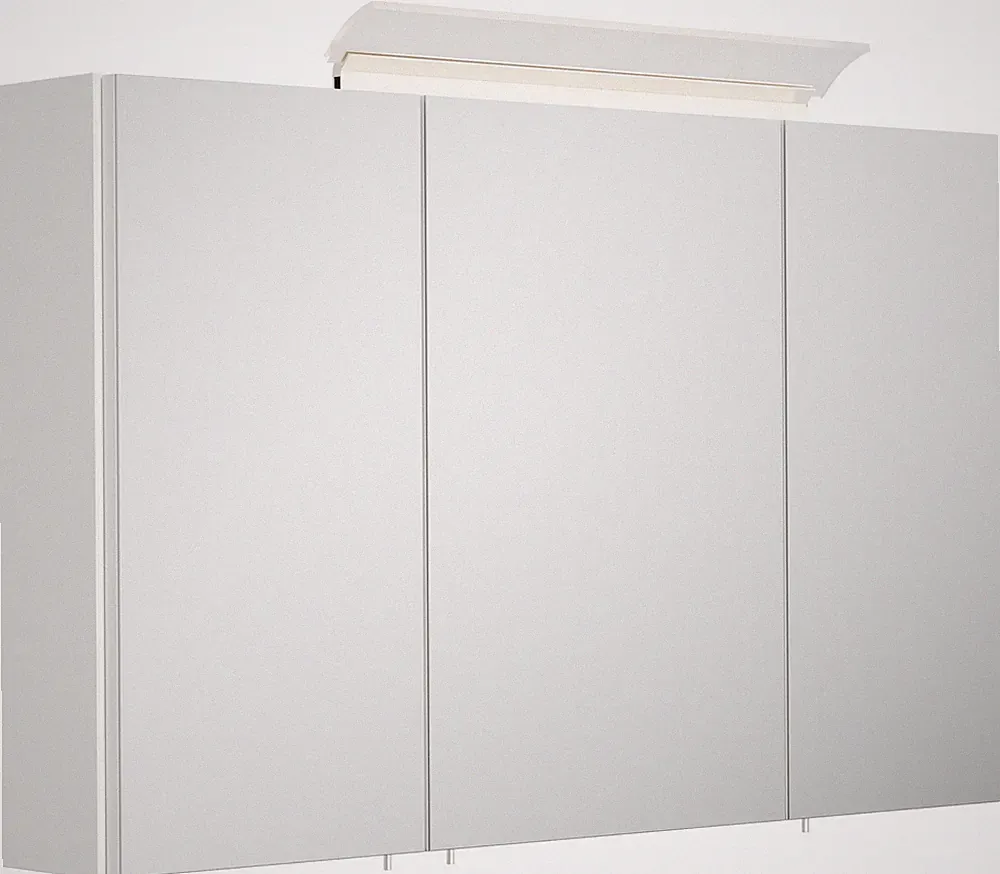 Badezimmer Spiegelschrank 3-türig LED-Acryllampe 120cm Weiß Hochglanz Badschrank