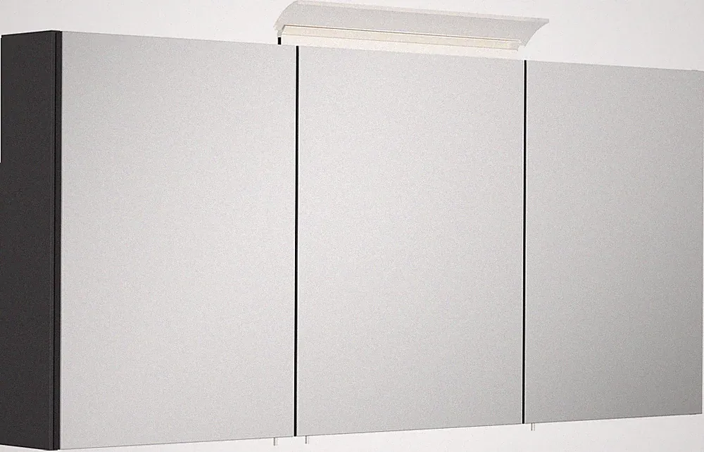 Badezimmer Spiegelschrank 3-türig LED-Acryllampe 140cm Grafit Badspiegelschrank