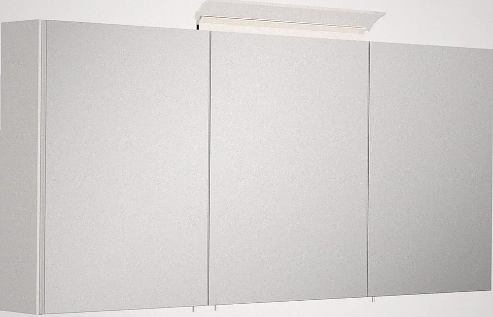 Badezimmer Spiegelschrank 3-türig LED-Acryllampe 140cm Weiß Hochglanz Badspiegel