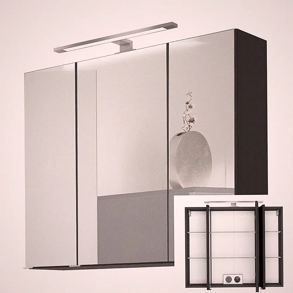 Badezimmer Spiegelschrank 80cm LED graphit Spiegel Badezimmerschrank Badmöbel