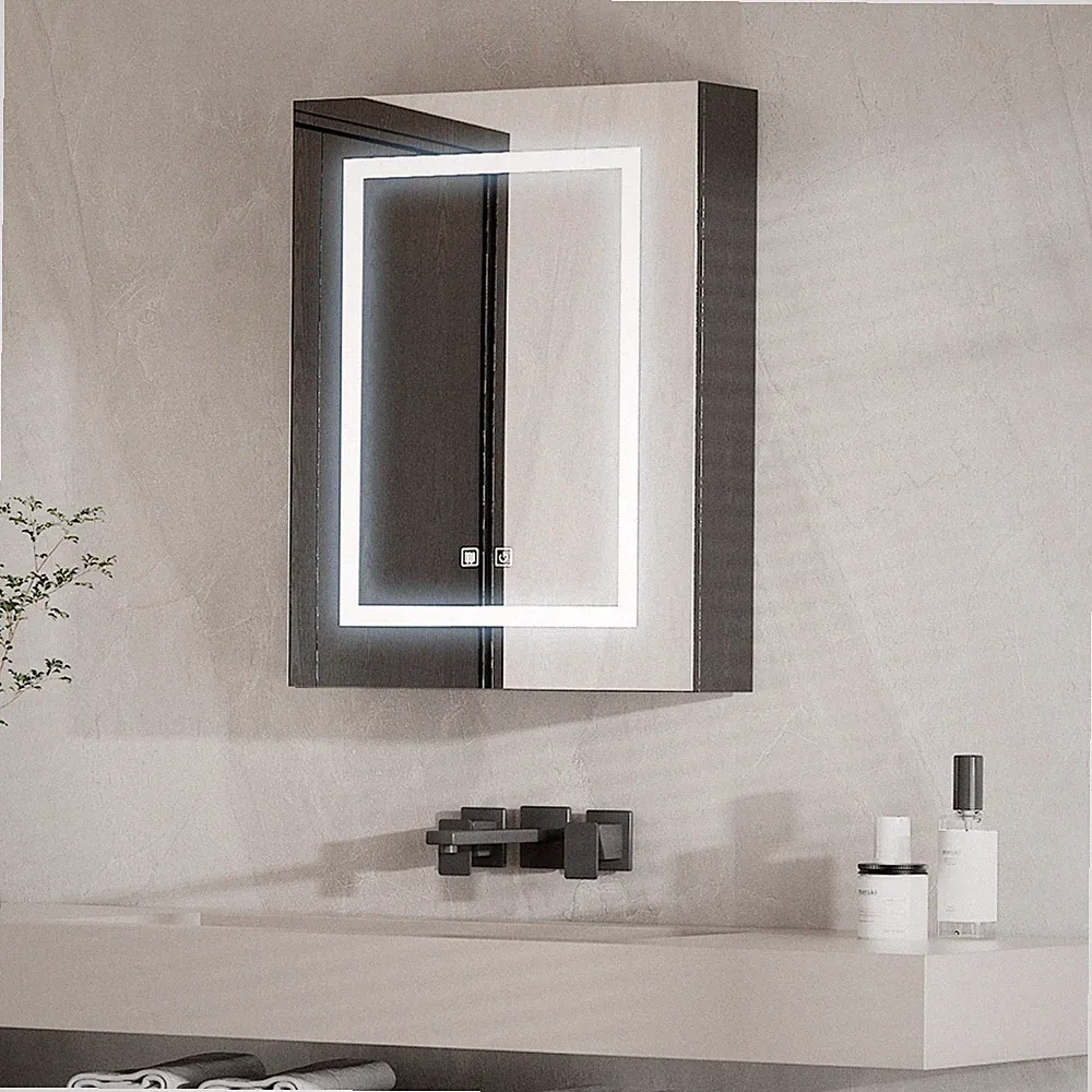 spiegelschrank bad schwarz led