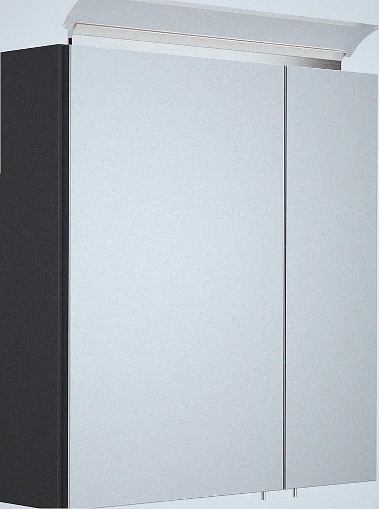 Badezimmer Spiegelschrank Badschrank 60cm Grafit SoftTouch mit LED-Beleuchtung
