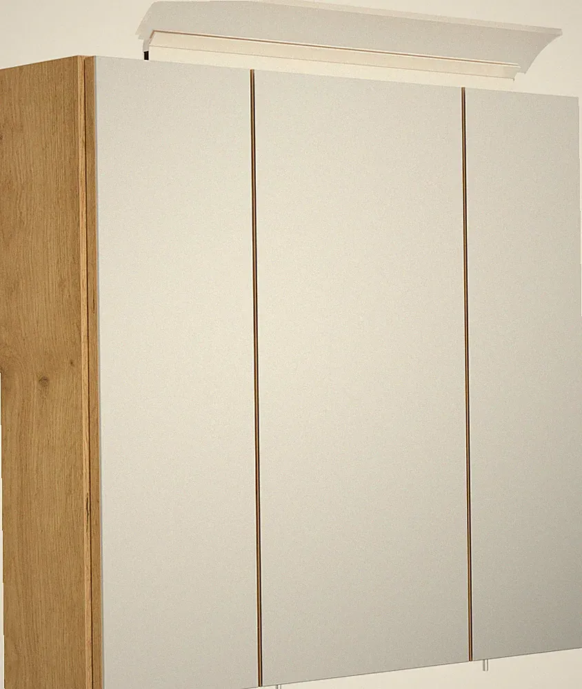 Badezimmer Spiegelschrank Badschrank 70cm Eiche gold mit Design-LED-Beleuchtung