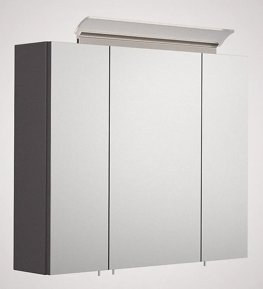 Badezimmer Spiegelschrank Badschrank 75cm anthrazit Design-LED-Beleuchtung