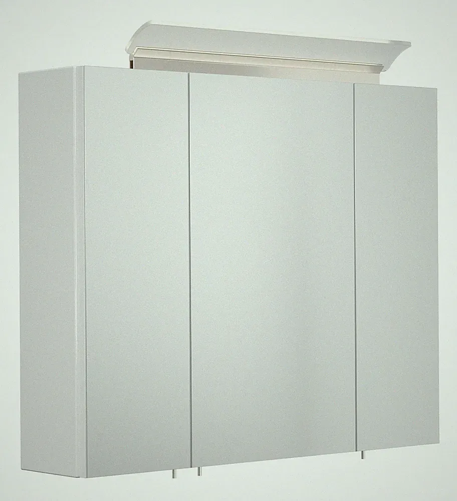 Badezimmer Spiegelschrank Badschrank 75cm weiß-Hochglanz Design-LED-Beleuchtung