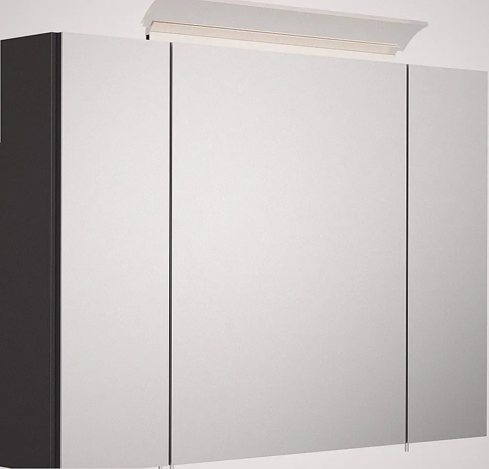 Badezimmer Spiegelschrank Badschrank 90cm Grafit SoftTouch mit LED-Beleuchtung