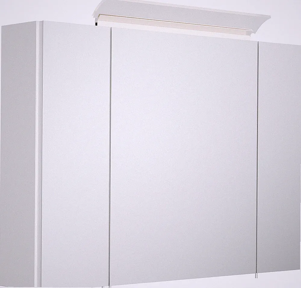 Badezimmer Spiegelschrank Badschrank 90cm weiß-Hochglanz Design-LED-Beleuchtung
