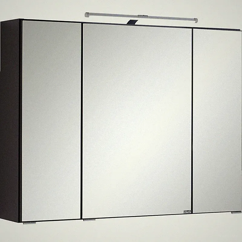 Badezimmer Spiegelschrank in grau mit LED Beleuchtung 80cm Schalter Steckdose