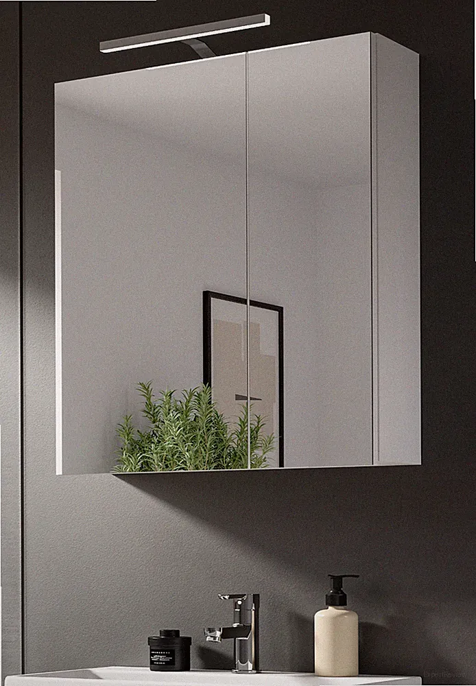 Badezimmer Spiegelschrank in weiß 2-türig Alibert Hängeschrank 60 x 77 cm Larik