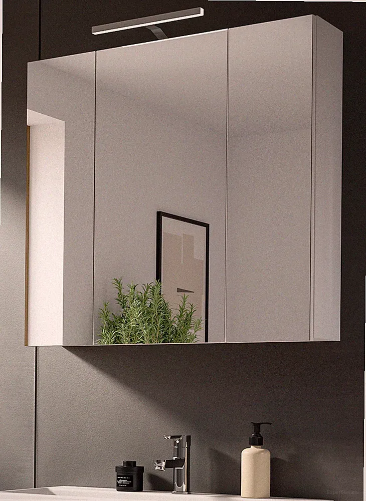 Badezimmer Spiegelschrank in weiß 3-türig Alibert Hängeschrank 82 x 77 cm Larik