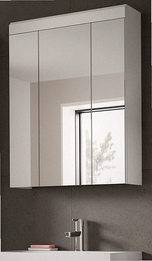 Badezimmer Spiegelschrank in weiß Hochglanz Badschrank 3-türig 60 x 79 cm Shawn
