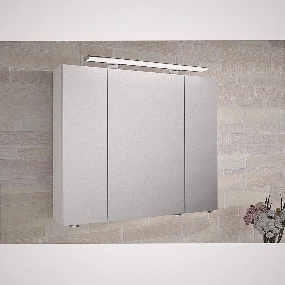 Badezimmer Spiegelschrank LED 80cm weiß Badspiegel Badezimmerspiegel Steckdose