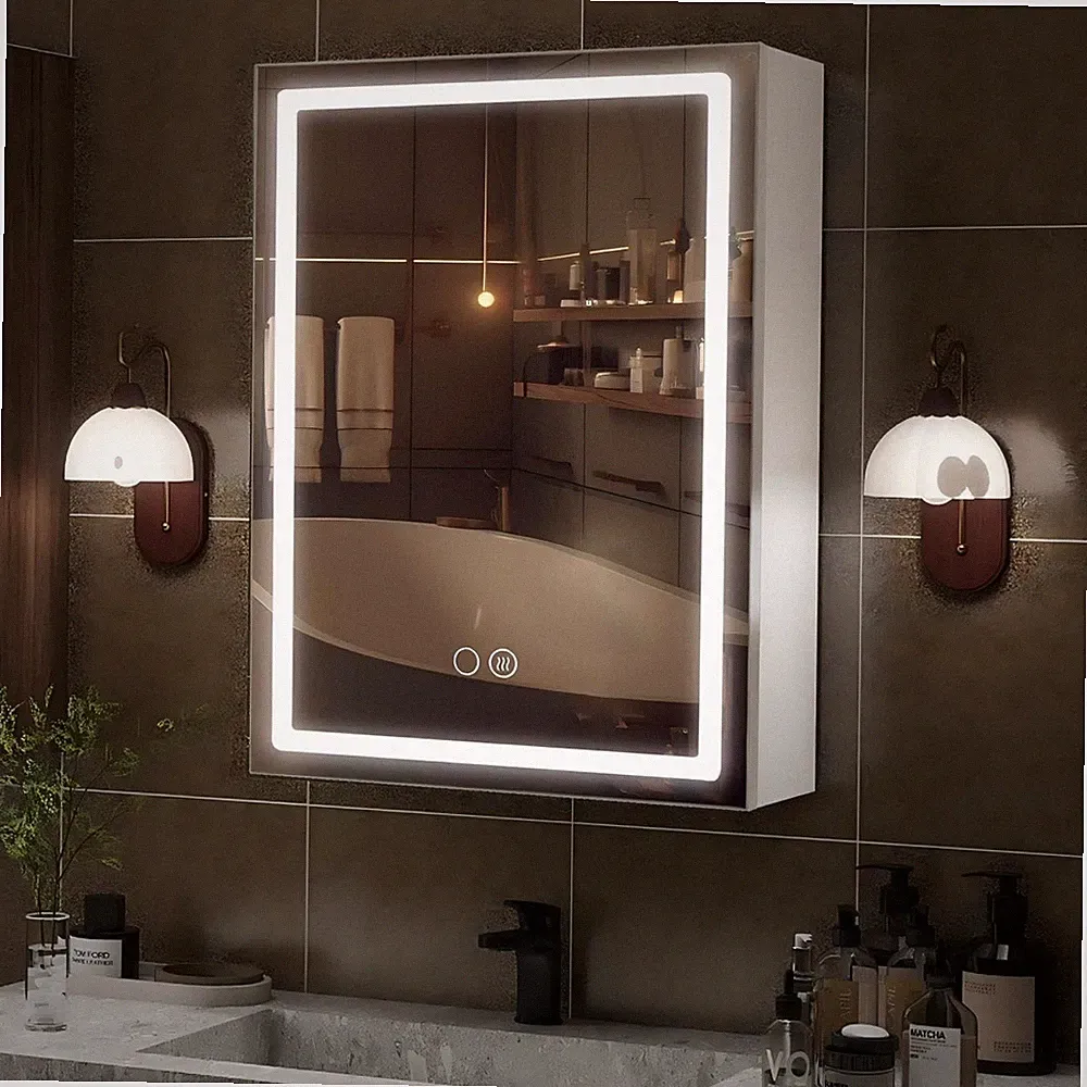 Badezimmer Spiegelschrank LED Beleuchtung Anti-Beschlag Alu 50x70cm mit USB-Port