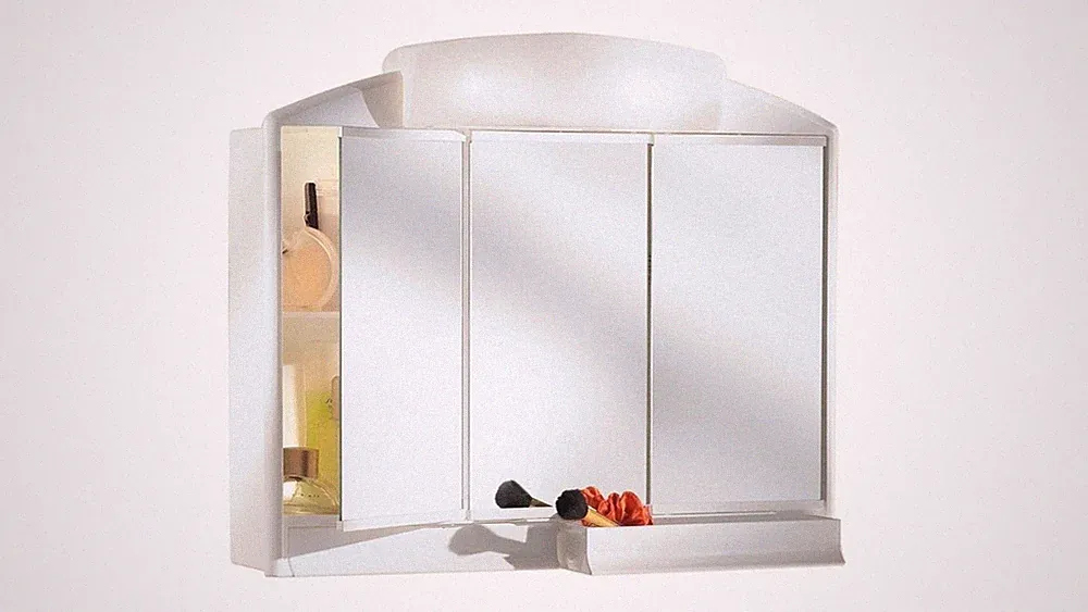 Badezimmer Spiegelschrank LED Beleuchtung Weiß Kunststoff 59 cm 3 Türen Jokey