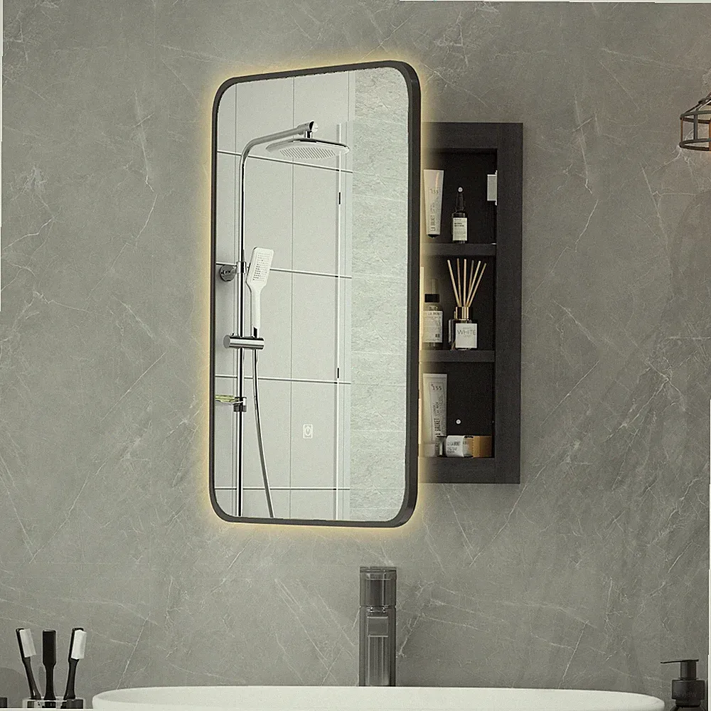 Badezimmer Spiegelschrank mit Beleuchtung, 42x60cm, Badschrank Hängend mit Licht