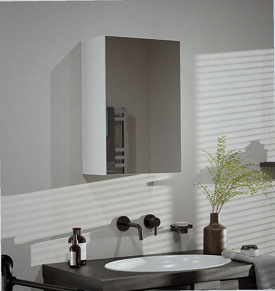 Badezimmer Spiegelschrank mit Tür 40x60x22cm Weiß