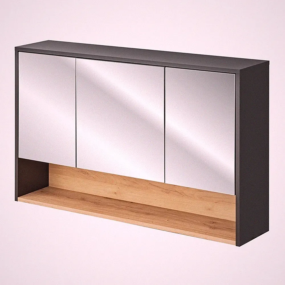 Badezimmer Spiegelschrank modern anthrazit Eiche Badspiegel Schrank Bad modern