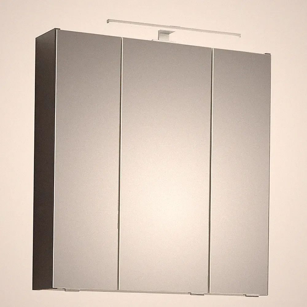 Badezimmer Spiegelschrank Spiegel Gäste WC Beleuchtung 65 cm breit grau