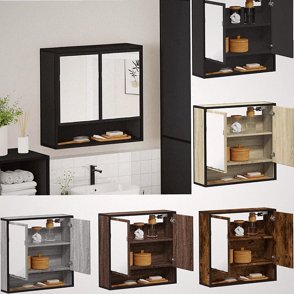 Badezimmer-Spiegelschrank Wandschrank Badezimmerschrank Holzwerkstoff vidaXL GU