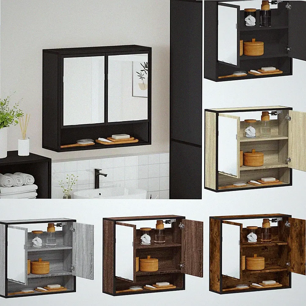 Badezimmer-Spiegelschrank Wandschrank Badezimmerschrank Holzwerkstoff vidaXL GU